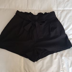 Black paperbag shorts